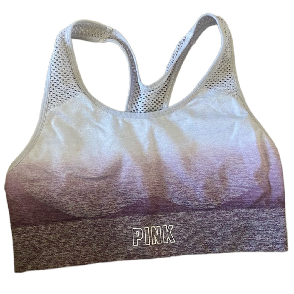 Victoria Secret Pink seamless lightly lined gym racerback purple sports bra